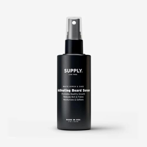Supply Activating Beard Serum – Plant-Based Ingredients with Biotin & Red Clover Extract to Promote Beard Growth, Revive Follicles & Support a Fuller, Thicker Beard – 2.0oz