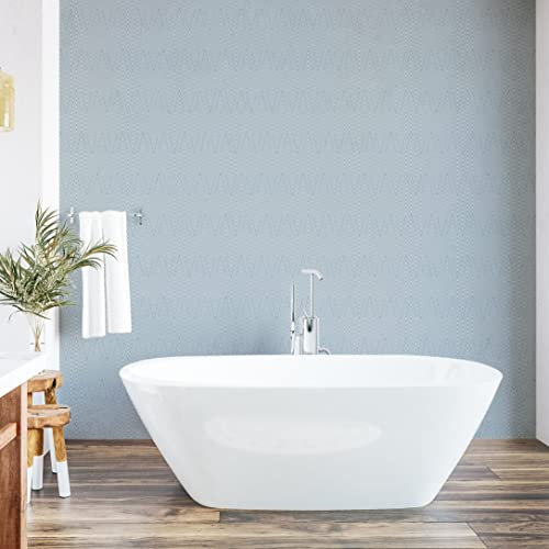 ABAKUHAUS Fischgräte abziehbare & klebbare Tapete für Zuhause, Geometric Retro Streifen, selbstklebendes Wohnzimmer Küchenakzent, 33 cm x 180 cm, Weiß und Blau, Grau,