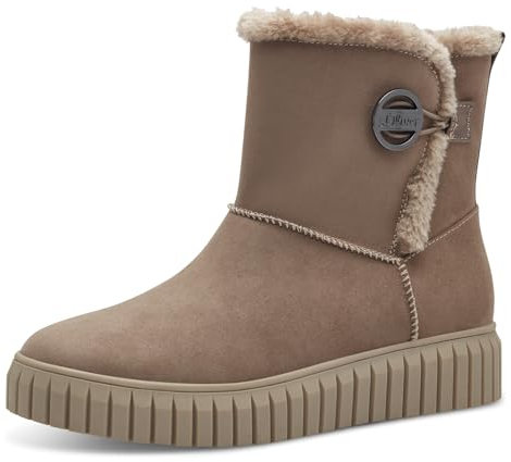 s.Oliver Damen Winterstiefel ohne Absatz Gefüttert Vegan, Braun (Taupe), 40 EU