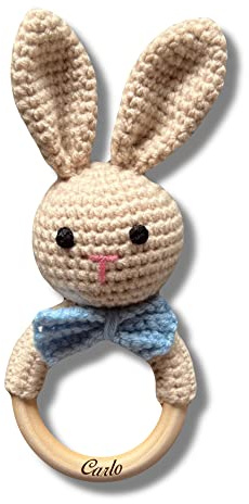 Babyrassel HASE gehäkelt personalisiert/ohne Personalisierung (Personalisiert)