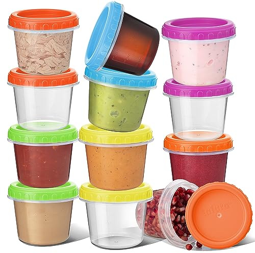 Tafura Small Lunch Containers [12 Pack] 4 Oz. with Lids | Snack for Condiment Puree, Snacks, and More Reusable, BPA Free, (HG-4-12C)