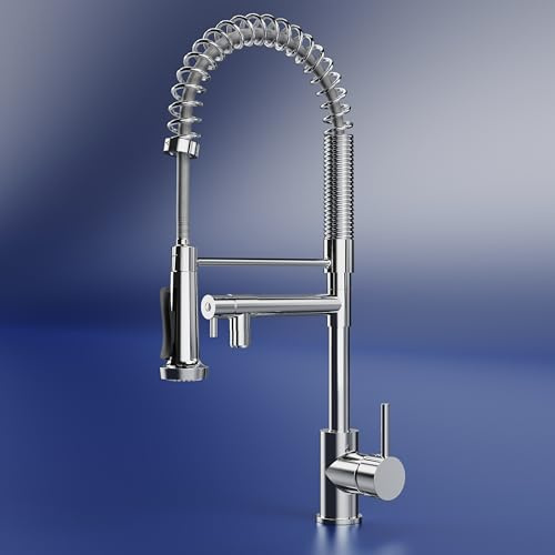 EMKE Wasserhahn Küche, Küchenarmaturen - 2 Strahlarten, Edelstahl Wasserhahn Küchen & Brause ausziehbar, Chrom