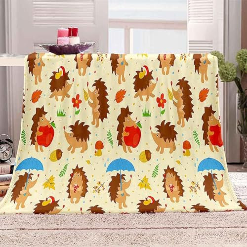 Kuscheldecke Flauschig 100x135 Igel 3D Decke Cartoon-Mädchen-Junge Flanell Fleecedecke Weich und Warme Wohndecken Kuscheldecken Sofa Bett Überwurfdecke Sofadecke Couch Blanket Y6581