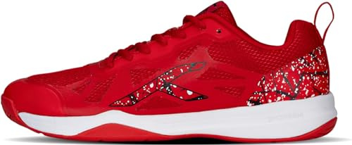 Hundred Blade Non-Marking Professional Badminton Shoes for Men | Material: TPU/Rubber | Suitable for Indoor Tennis/Squash/Basketball & Padel Red Black