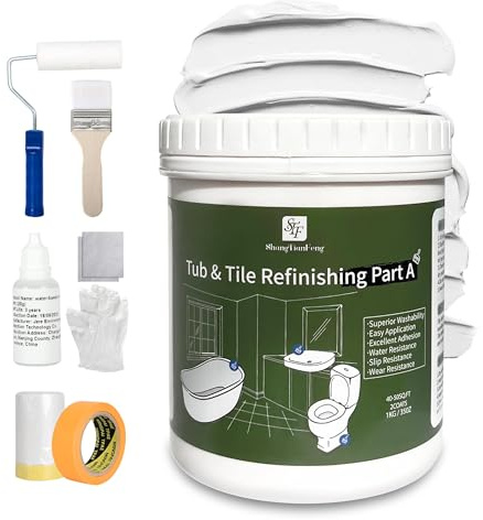 White Ceramic Tub and Tile Refinishing Paint - Bathtub, Bathroom Wall, Ceramic vase,Countertop, Sink Paint - Easy to Use, Waterproof, Low Odor, No Toxic(White 16.0 FL Oz)