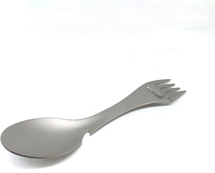 RISON Titanium Spork Multi-Function Spork 5-in-1 Spoon Fork Knife Can Bottle Opener Combo Portable Titanium Utensils for Outdoor Picnic Hiking Fishing Boating BBQ Travel Camping