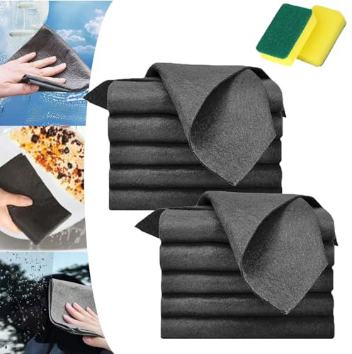 Donubiiu Serenosole AquaGlide Tücher, Aqua Glider TüCher, Aquaglide TüCher Original, Verdicktes Magisches Reinigungstuch, Magisches Reinigungstuch, Streifenfreie PutztüCher (10-Black,30 * 30)