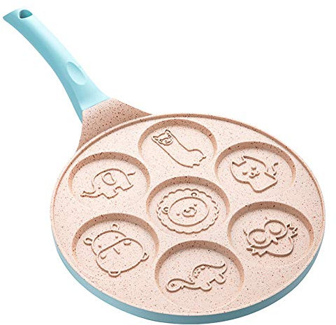 DINGYIE Crêpière, poêle à crêpes de Cuisine Domestique de Dessin animé avec 7 Trous, poêle à crêpes Multifonction antiadhésive, Mini poêle à Gril, Moule d'outil de cuisson/492/1412 (Color : Blue)
