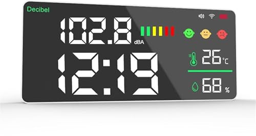 Medidor de nivel de sonido digital Medidor de sonido Digital Tuya con Wifi, 4 en 1, temperatura, humedad, prueba de decibelios, despertador, pantalla LED a Color de 1 pulgada, Control por aplicación p