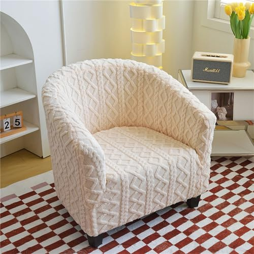 Morbuy Sesselhussen 1 Sitz, Universal Sesselbezug Sesselschoner Elastisch Sesselüberwurf Sofahusse mit Armlehnen für Clubsessel Loungesessel Cocktailsessel (Beige)
