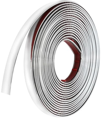16.4Ft Peel and Stick Wall Trim, Self Adhesive Flexible Moulding Trim Tile Edging Trim Metalized PVC Mirror Frame for Mirror Car Tile Edge Door Ceiling Floor Panel Cabinet Corner Decor Silver