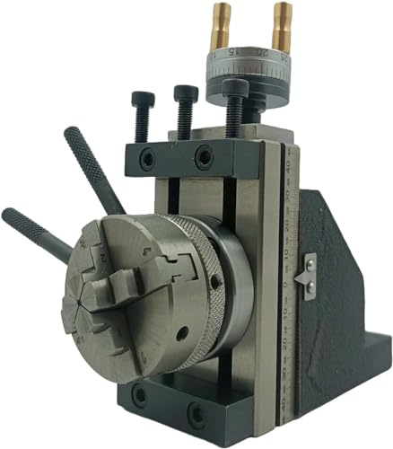 MachEl Tool Post Mini scorrevole verticale con mandrino autocentrante a 4 ganasce da 50 mm, completo di piastra posteriore con scala laterale integrata, progettato per applicazioni con mini tornio