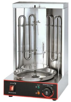 Grill Machine Gyrosmaschine Elektro Bbq Gyrosgrill 2Brenner Tischgrill Commercial Electric Rotary Kebab Maker Tool Vertikalgrill HäHnchengrill Vertikale Broiler Edelstahl Elektrogrill 3000W 220V