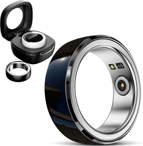 Health Smart Ring, Fitness Tracker Ring, Wearable Bluetooth Finger Smart Ring Health Tracker Waterproof Rechargeable Blood Oxygen Monitor Fitness Ring for Men or Women,Black,9