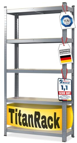 KARAT Schwerlastregale für Garage, Keller, Werkstatt - Steckregal - Weitspannregal - Lagerregal - Kellerregal - Eckregal - Reifenregal - Gitterregal (Grau, 45 x 90 x 180 cm)