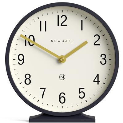 Newgate® Q orologio da camino | Orologio da mensola rotondo classico moderno | Blu marino | Stile contemporaneo per caminetto, scrivania, tavolo, mensola o comodino