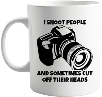 signkitsuk I Shoot People and Sometimes Cut Off Their Heads 11oz Coffee Cup – Humorous Gift for Photographers, Camera Lovers, and Photography Enthusiasts – Quirky Present for Men & Women