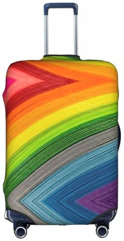 CKGODGF Elastische Gepäckabdeckung mit Regenbogenstreifen, personalisierbare Gepäckabdeckung mit Reißverschluss., weiß, L