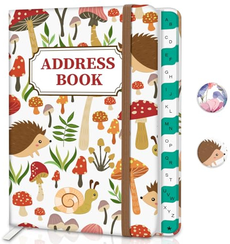 Adressbuch Kleines Taschenformat Hardcover mit Registerkarten, Telefon-Adressbuch 288+ Adressplatz für Internet Website Adresse Kontakte Passwort Organizer,Spargel