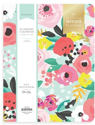 Blue Sky Day Designer 2026 Monthly Planner Calendar, January 2026 - December 2026, 8.5 x 11, Clear Flexible Cover, Stapled Binding, Secret Garden Mint