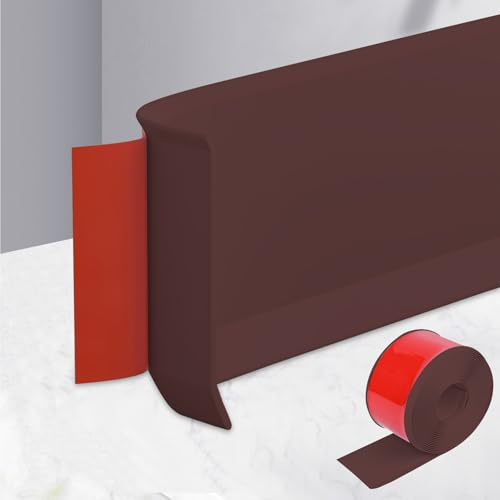 3.0M PVC Battiscopa Morbido Autoadesivo, Sockelleiste Larghezza 10cm, Listello di Chiusura Autoadesivo, Profilo di Transizione per Parete e Pavimento, Sockelleiste Flessibile per Cucina, Bagno e