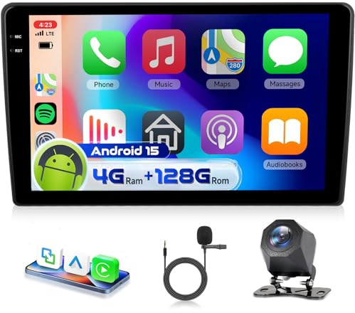 4G&128G VECHTEL 9 Bilradio för Citroen Berlingo 2015-2018/Peugeot Partner 2008-2019 med trådlös Android Auto Carplay, Auto Bluetooth FM/RDS-radio, EQ, Navi Wi-FI/AHD backkamera