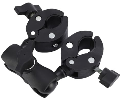 Hiraith Soporte de Montaje de Doble Abrazadera, Brazo Articulado de 360 ° Ballhead, Agarre Estable para Cámara, Soporte de Luz, Paraguas, ABS, 18-39.6 Mm, Ideal para Fotografía Al Aire
