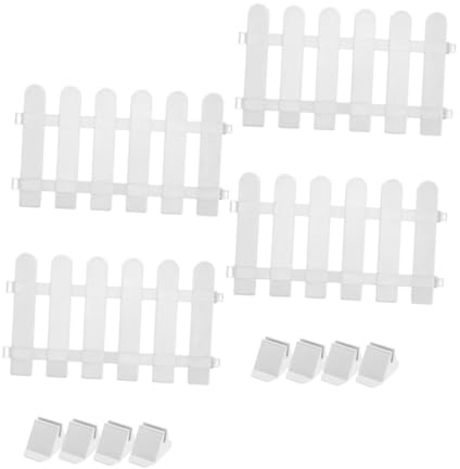 AKOOSY 4 pezzi Recinzione da Giardino Bianca con Basi Rinforzate Bordura Decorativa per Aiuole e Spazi Esterni Pannello Staccionata in Plastica per Giardino Percorsi e Balconi Adatta