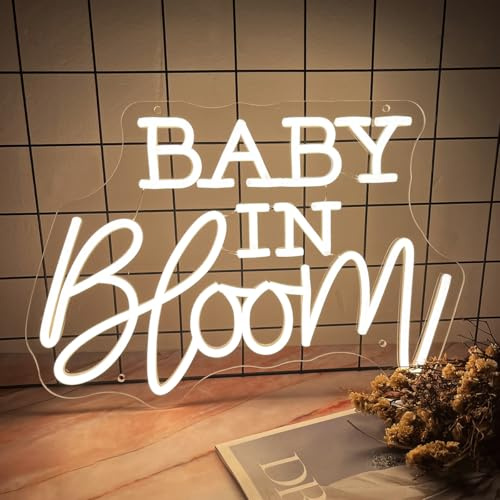 Neonschilder mit Aufschrift Baby in Bloom, dimmbar, für Babyparty, Geschlechtsoffenbarung, Party, Verlobung, Hochzeit, Hintergrund, Dekorationen, Buchstaben, beleuchtet, Baby, Willkommensschild