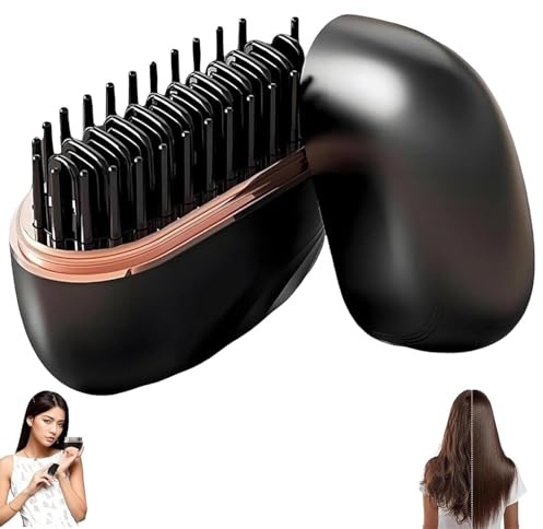 Mini-Glätteisen Kabellos,2-in-1 Mini Hair straightener,3 Heizstufen, schnelles Aufheizen in 30 Sekunden,USB-wiederaufladbare, beheizbare Haarbürste für alle Haartypen (black)