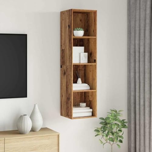 XHNIFBN TV Lowboard Altholz 37 x 37 x 142,5 cm wandmontiertes TV Board aus robustem Holzwerkstoff mit 3 Regalen Modernes platzsparendes Design für kleines Wohnzimmer Büro Schlafzimmer