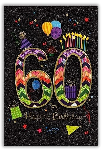 bsb 60. Födelsedagskort kvinna & man – kort födelsedag 11,5 x 17,0 cm – gratulationskort födelsedag med festmotiv – 60. Födelsedagskort med kuvert – födelsedagskort