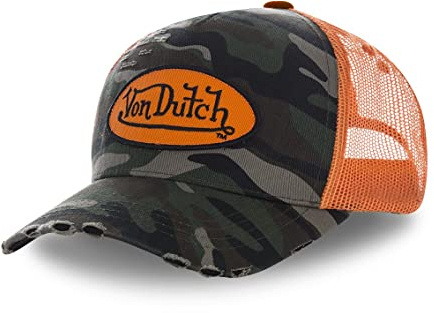 Von Dutch Vondutch - Casquette Baseball Homme - Camouflage Filet Orange - Taille unique