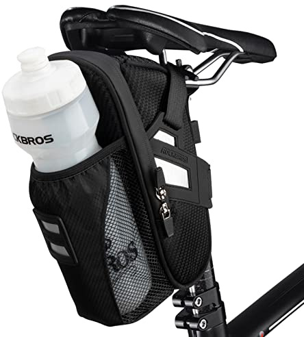 ROCKBROS Bike Saddle Bags with Water Bottle Pouch Waterproof Bike Bags Under Seat Pack for Mountain Road Saddle Bag Bicycles Storage Bag