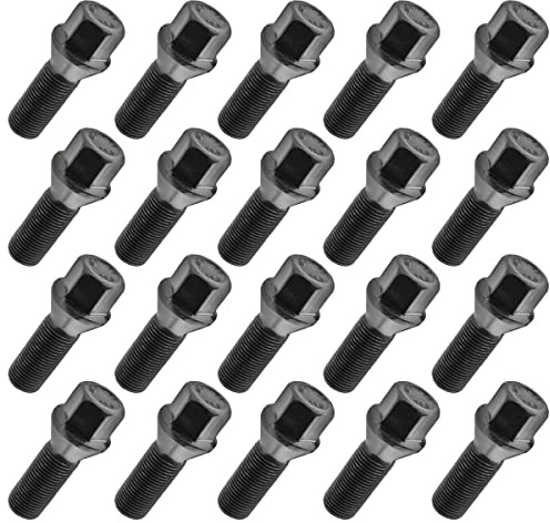 20x Radschrauben M14x1,25 Schwarz Radbolzen Kegel 60° SW17 30mm Länge