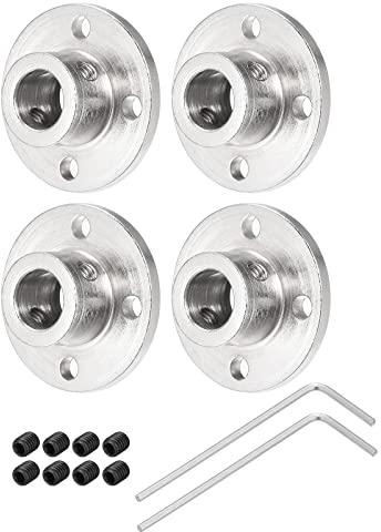 sourcing map 4pcs 10mm Coupleur Bride Couplage Connecteur Arbre Axe Raccords pour Bricolage RC Modèle Moteurs avec 8pcs Serrage Vis 2pcs M2 Hexagonale Clé