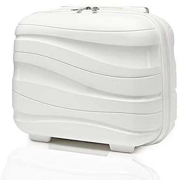 KONO Valigia Trolley Piccolo 35,5cm Valigie da Viaggio Cabina Rigida Polipropilene Leggero Borsa da Toilette (Bianco)