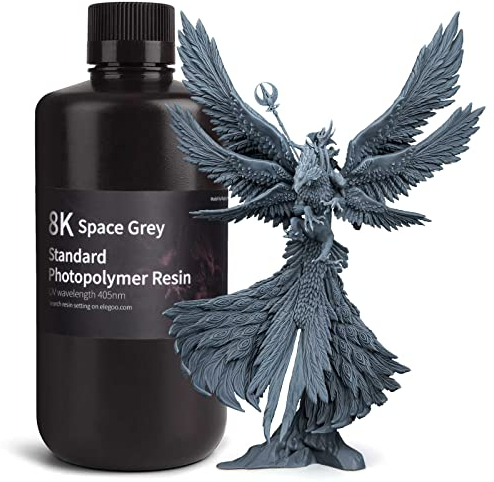 ELEGOO 8K Standard Photopolymer Resin 405nm UV-härtendes Harz Beste für Saturn 2 8K LCD 3D Drucker Space Grau 1000G