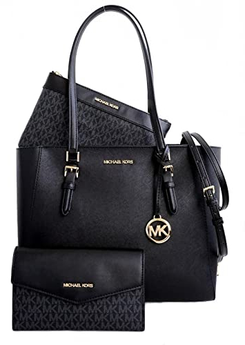 Michael Kors Charlotte, borsa tote a tracolla grande 3 in 1, in pelle, nero