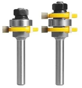 2 pièces 6mm 1/4 8mm tige langue et rainure Joint assemblage routeur jeu de mèches 3/4 fraises à rainure en T outils de coupe du bois(8MM SHANK)