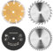 BALUGAEA Juego de 4 hojas de sierra circular, 115 mm x 10 mm, TCT para madera, 24/40 dientes, hoja de sierra HSS para metal, disco de corte de diamante para azulejos