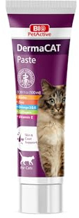 Bio PetActive DermaCAT Skin & Coat Health Supplement Paste for Cats with Biotin, Flaxseed Oil Omega-3, Collagen, Zinc, Prebiotic MOS & Vitamin E – Supports Shiny Coat, Minimize Shedding – 3.38 oz