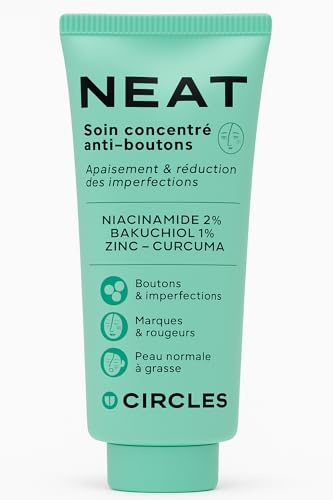 Traitement Anti-Acné Concentré NEAT 30 ml | Apaisant, Réducteur d’Imperfections & Réparateur | Peau Végane & 100% Naturelle | Tous Types de Peau | Sérum Visage Efficace pour Peau Sensible