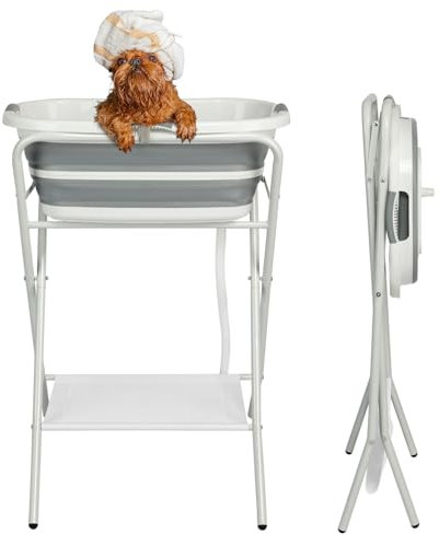 Nidouillet AB032201 Baignoire pliable pour chien et chat - Pour salle de bain extérieure et animalerie - AB032201 - Blanc