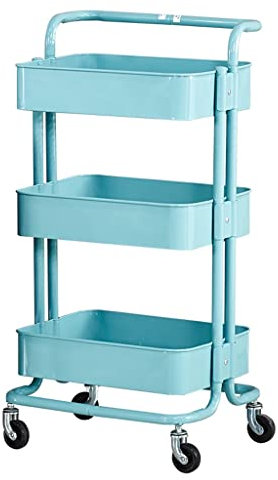 Carrello multiuso in metallo con ruote di bloccaggio per una facile conservazione e nizzazione in soggiorno, cucina o balcone, carrello a 3 livelli con maniglie per comodità e mobilità.