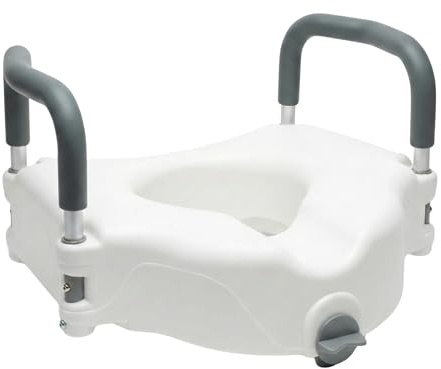 Sedile Rialzo WC con Braccioli Universale Regolabile, Alzawater Supporto per Anziani, Disabili e Donne Incinte, Altezza 16 cm