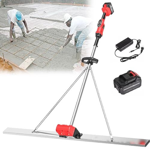 YLANMEI Outil de Finition de béton, Moteur de Vibration de Finition de Ciment de Chape électrique sans Fil avec Plaque en Acier Inoxydable de 1,5 m pour Le Travail du béton, 1 Batterie