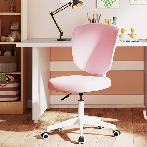 Artist Hand Kids Desk Chair Height Adjustable, Children Swivel Study Chairs with Safe Brake Casters, Soft Cushion, Y-Shape Lumbar Support, Armless Child Computer Chairs for Girls Boys