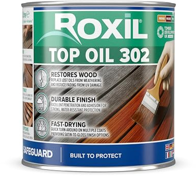Roxil® Aceite de Madera Exterior 302 |1 Litro| Barniz resistente para madera