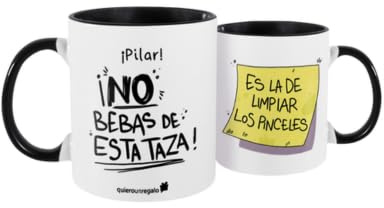 Genérico Taza Personalizada Pintura – Nombre + Texto Gracioso “¡No Bebas De Esta Taza!” – Regalo Divertido Para Artistas y Profesores de Arte – Asa e Interior Negro – 330ml